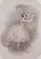 Marie Taglioni (1804-84) como o Sylph em &39;La Sylphide&39;, gravado por E. Marton, c.1832